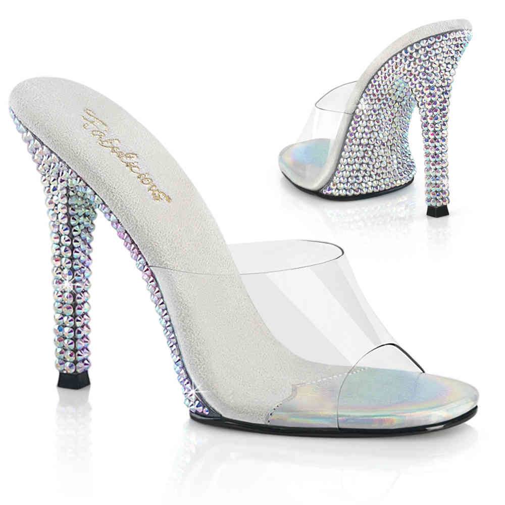 Fabulicious - GALA01DML Mules with heel - Transparent/Silver coloured Product image